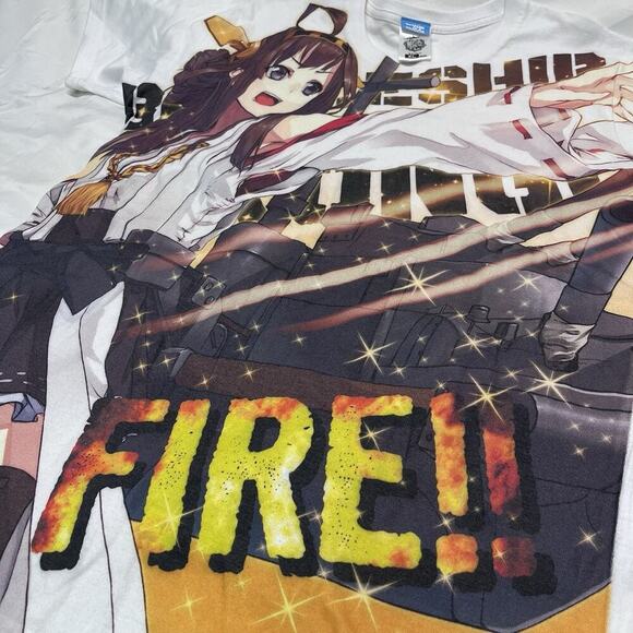 Cospa XL Graphic Tee Shirt Kongo Kancolle Kantai Collection Anime Fire Fan Merch - Picture 3 of 6